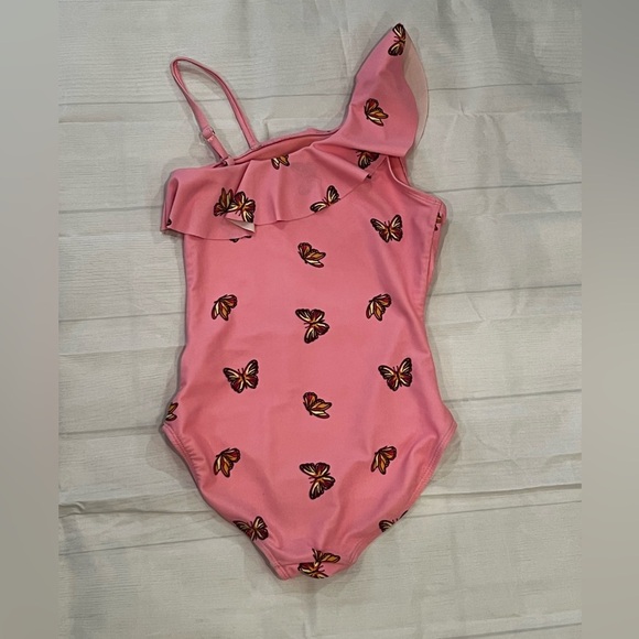 OLD NAVY Pink Butterfly One-Shoulder Swimsuit/size 8 - Picture 6 of 9